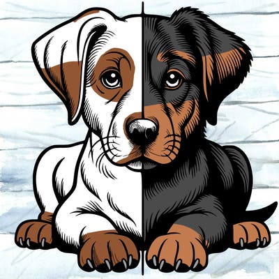 realistic dog split picture