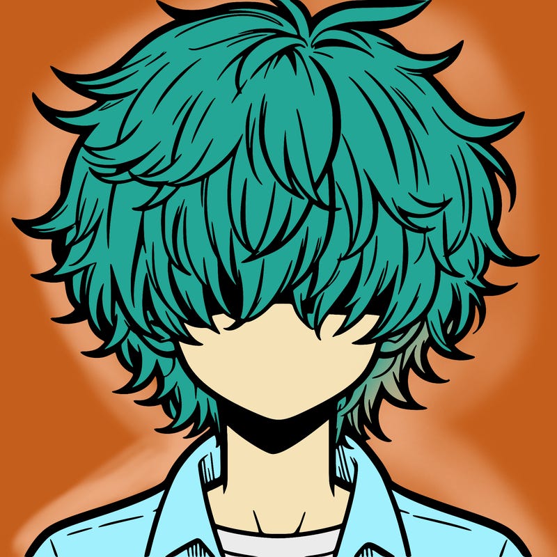 manga boy fluffy hair covering his eyes