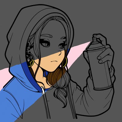 a realistic girl, spray painting