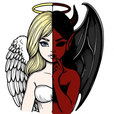 realistic angel half demon