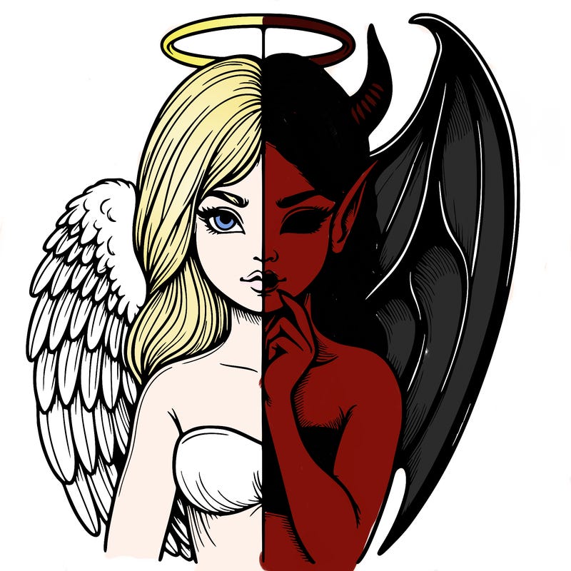 realistic angel half demon