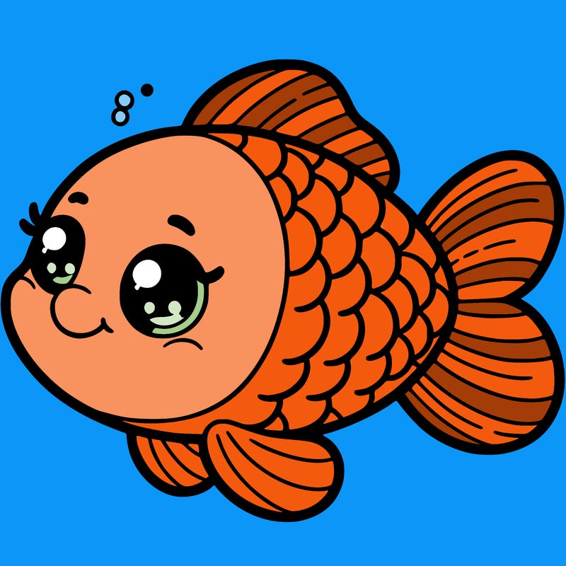 cute fish for kids, white, coloring photo, detailed illustration, high quality print, no dark shades, suitable for coloring,