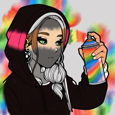 a realistic girl, spray painting