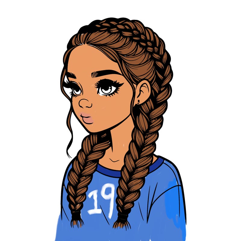 realistic girl with braids