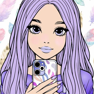 realistic girl with a phone