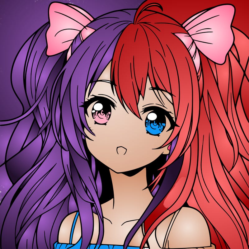 pretty anime girl with long hair