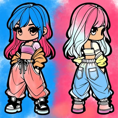 girl in crop top and baggy pants