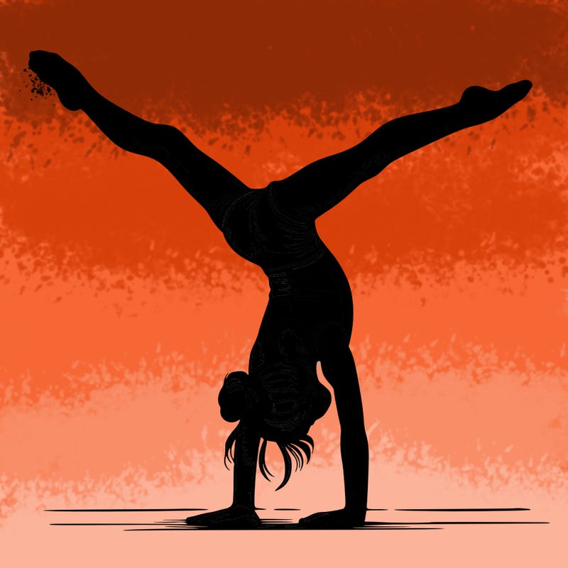 realistic gymnastic hand stand girl in four splits