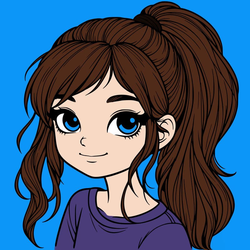 realistic girl with ponytail