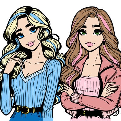 two realistic pretty best friends