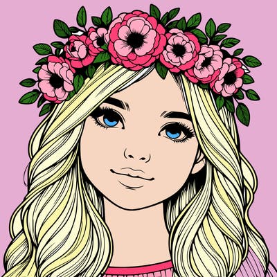 realistic girl with flower crown