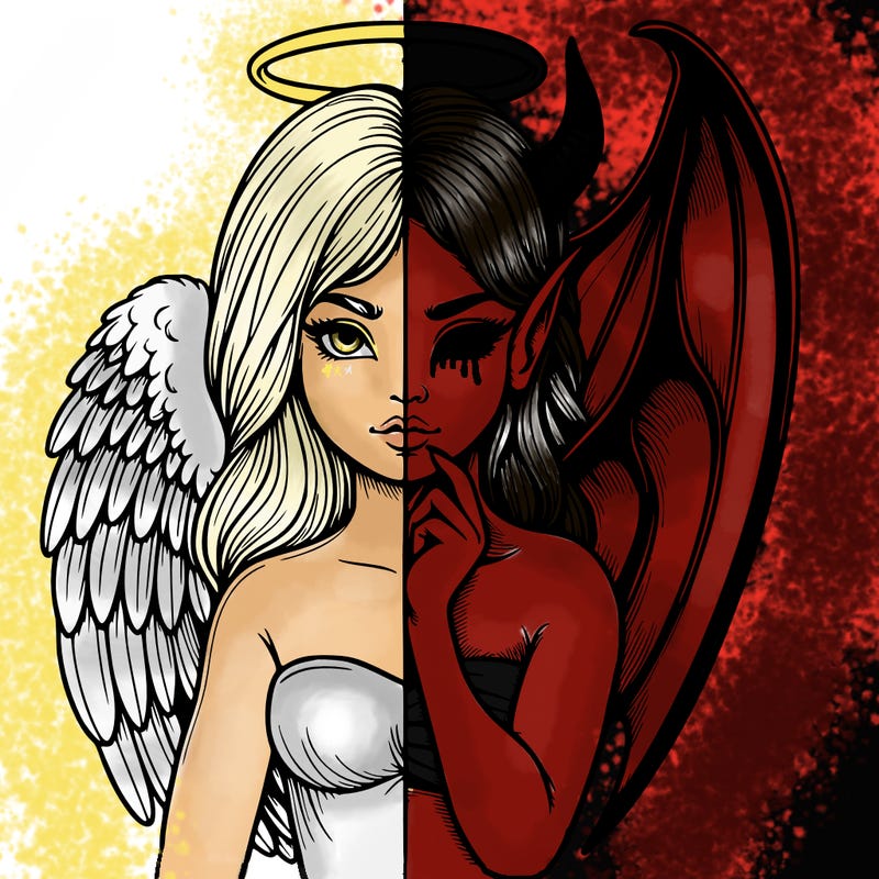 realistic angel half demon