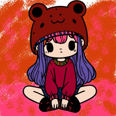 a girl wearing a frog hat and some frog socks