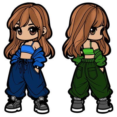 girl in crop top and baggy pants