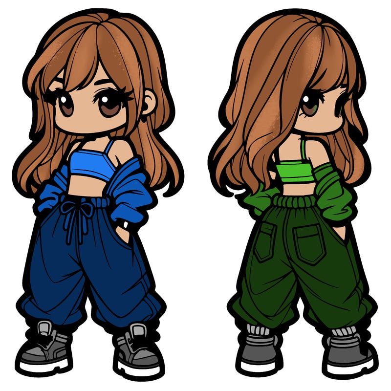 girl in crop top and baggy pants