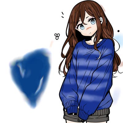 manga teen girl  in a sweater and baggy pants