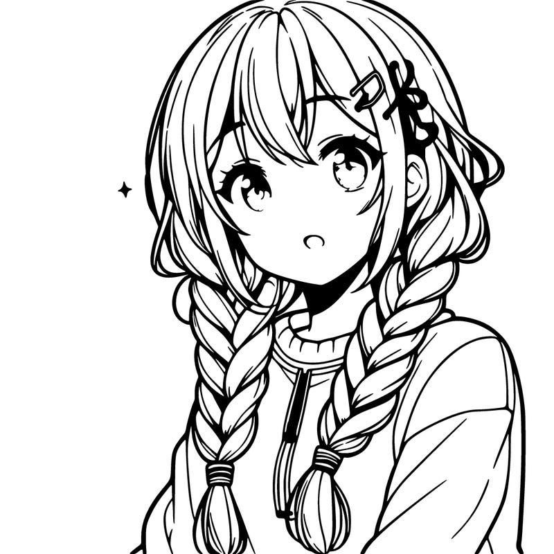 anime woman with braids