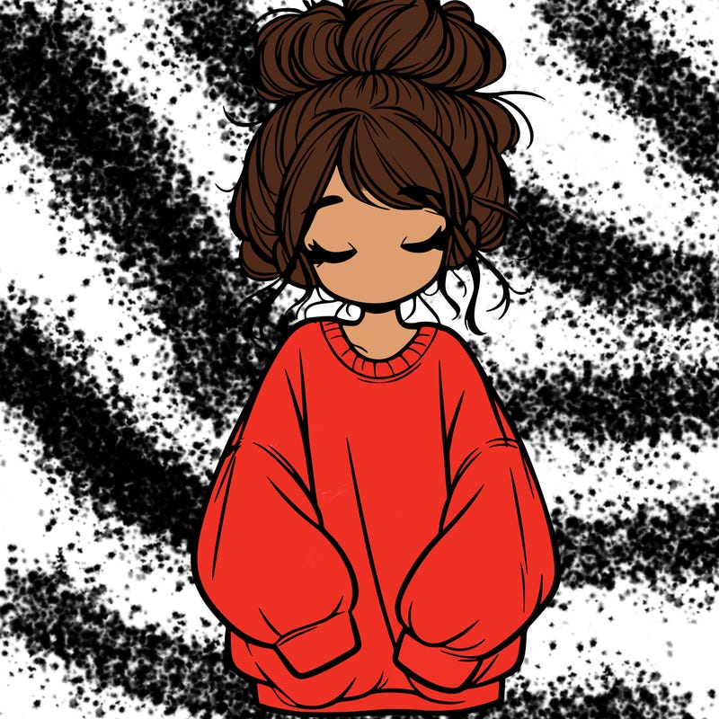 girl with baggy sweatshirt and messy bun