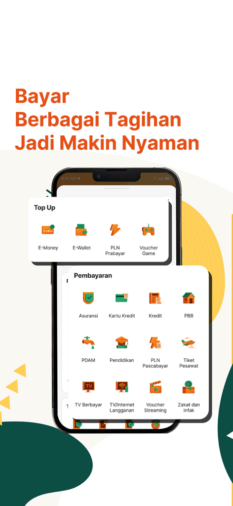 D-Bank PRO mobile app interface showing menu options for bill payments and e-wallet top-ups