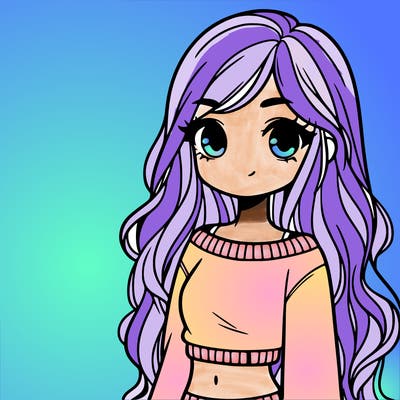 girl with long hair and a crop top with a sweater