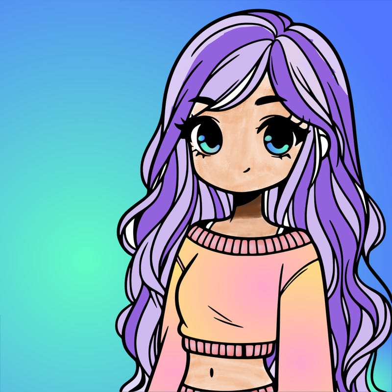 girl with long hair and a crop top with a sweater