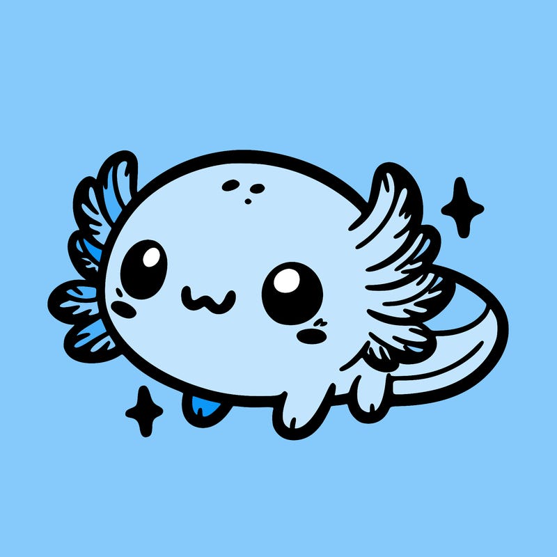 cute easy baby axolotl