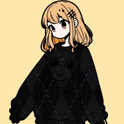 girl wearing frogging sweatshirt