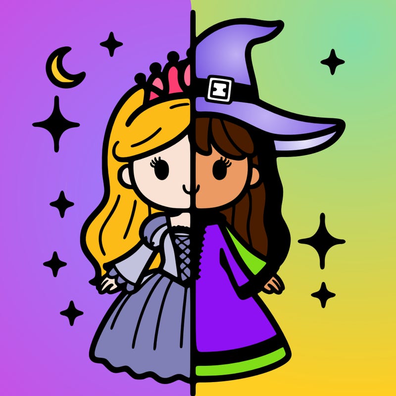split princess and witch