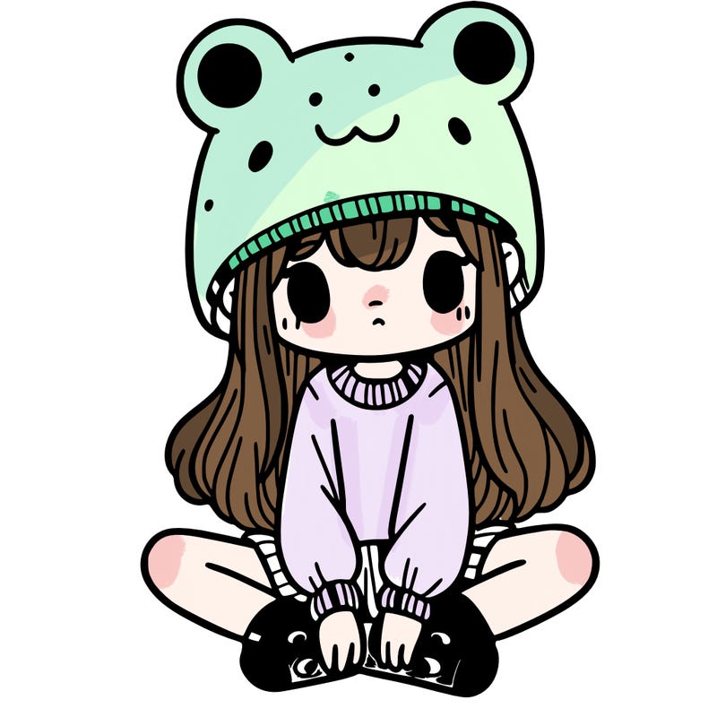 a girl wearing a frog hat and some frog socks