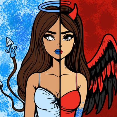 devil vs angel realistic girl
