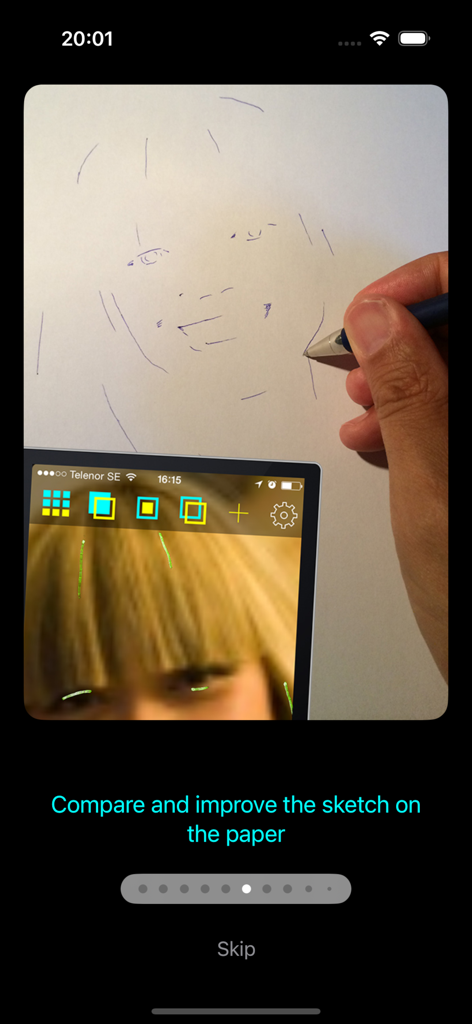 PainterTool - Using PainterTool to compare a physical sketch on paper with a digital reference photo
