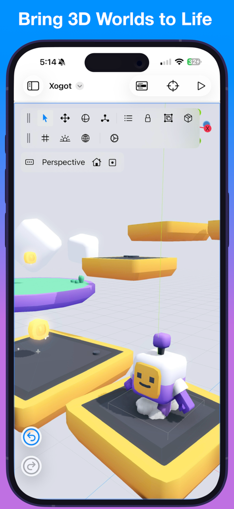 Xogot: Godot for iPad & iPhone - 3D game scene editing in Xogot app on iPhone
