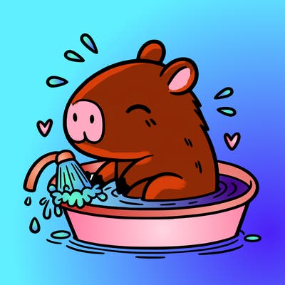 capybara taking a bath