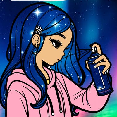 a realistic girl spray painting