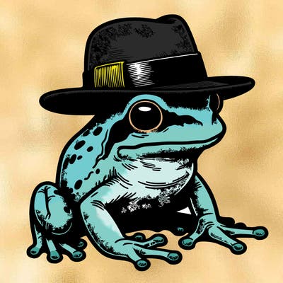 realistic frog in hat