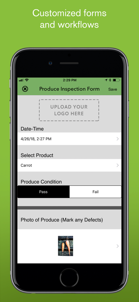 iForm - Mobile produce inspection form interface on the iForm app