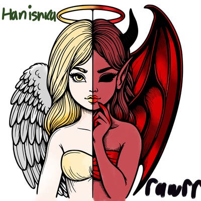realistic angel half demon