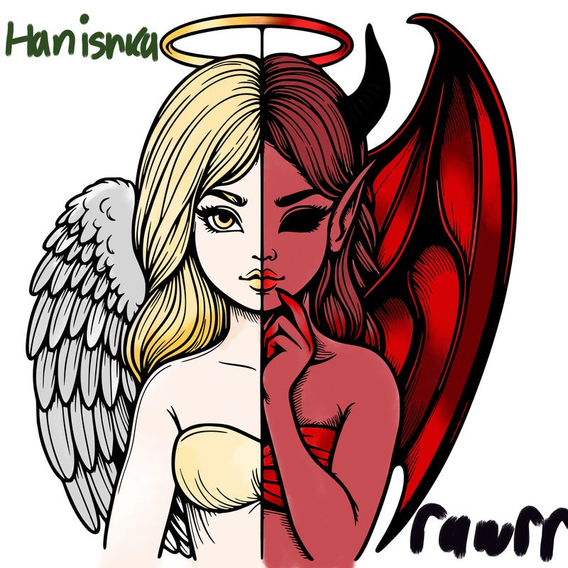 realistic angel half demon