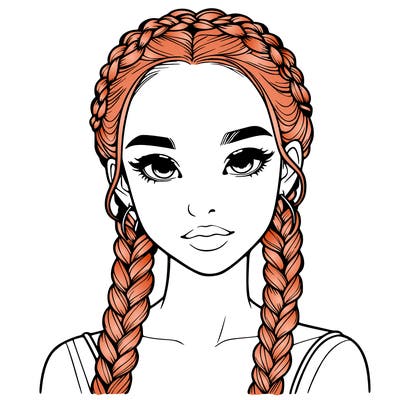 realistic girl with braids
