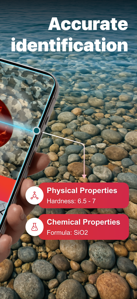 Rock Identifier: Stone ID AI - Rock Identifier app showing physical and chemical properties for accurate stone identification