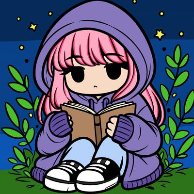 girl in oversized hoodie reading a book