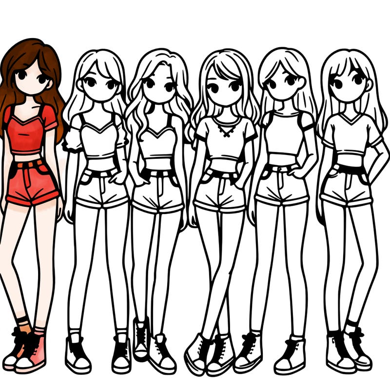 a group of girls wearing crop tops and shorts