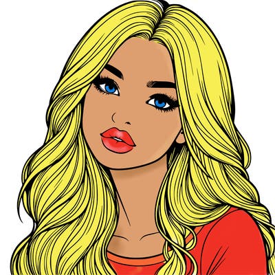 realistic girl with hair on her hair and lips