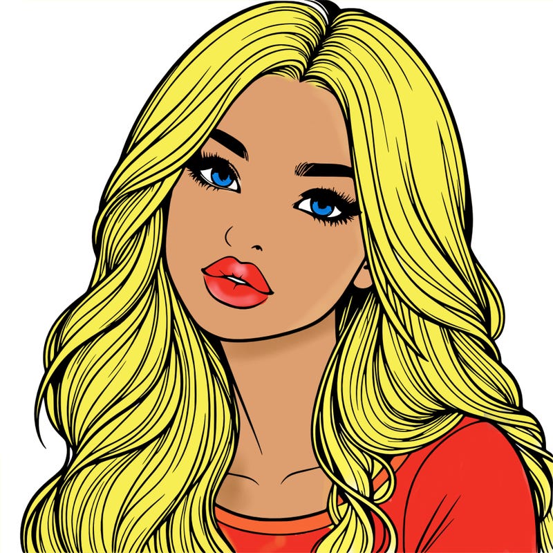 realistic girl with hair on her hair and lips