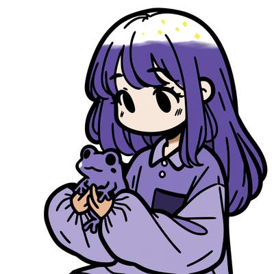 girl with long hair and a oversized shirt. and she is holding a frog