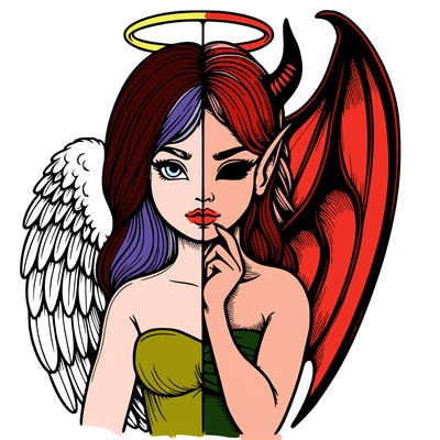 realistic angel half demon