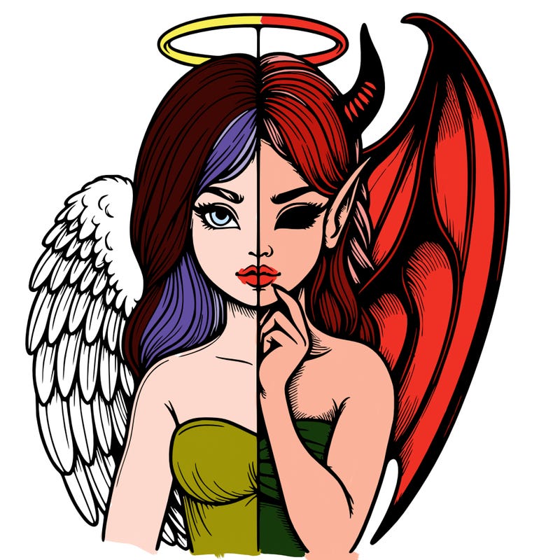 realistic angel half demon