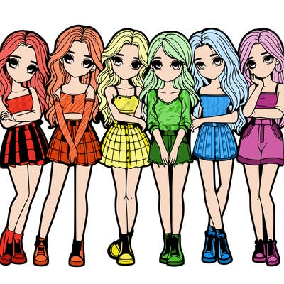 a group of girls realistic