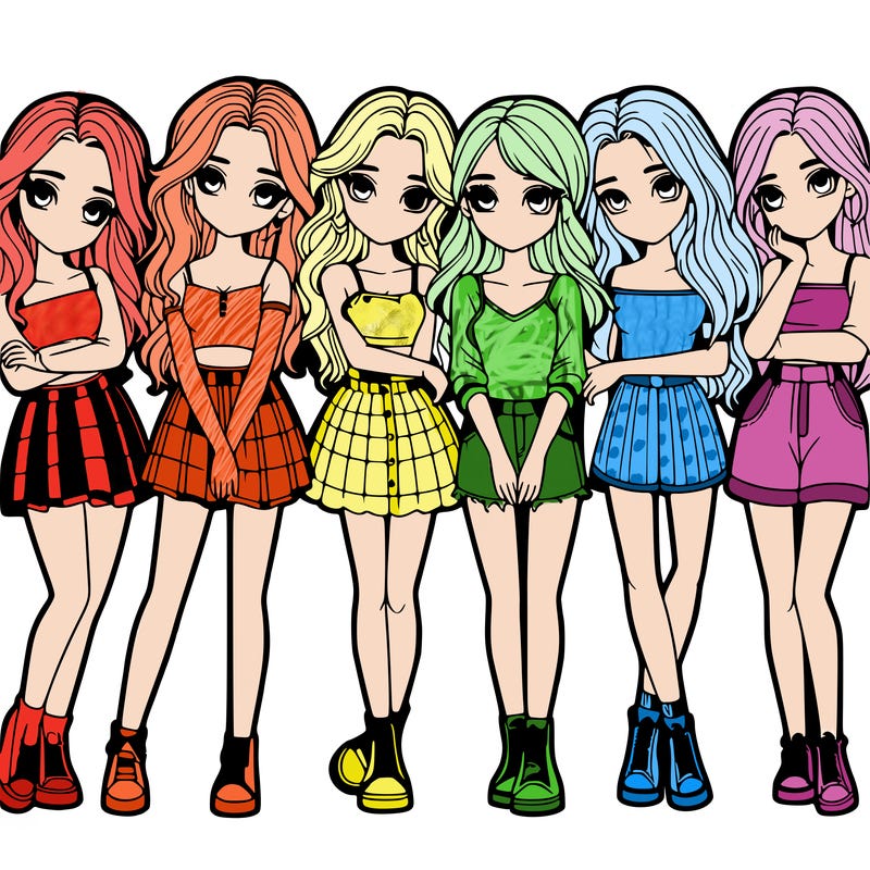 a group of girls realistic