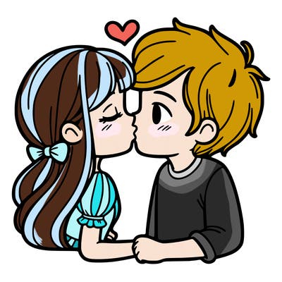 girl and boy kissing